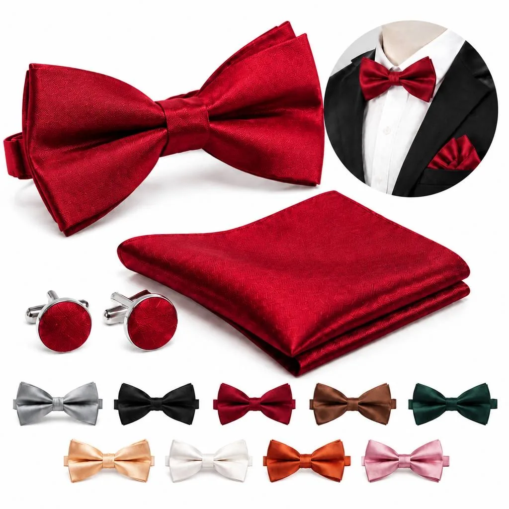 Men's Solid Color Pre-Tied Adjustable Bowtie for Formal Wear 2