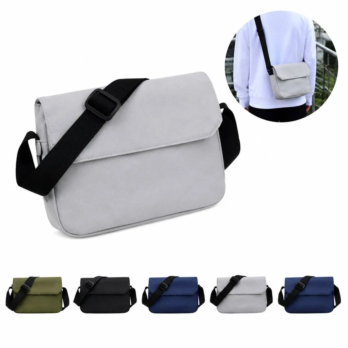 Men's Adjustable Strap Crossbody Messenger Bag with Padded 2