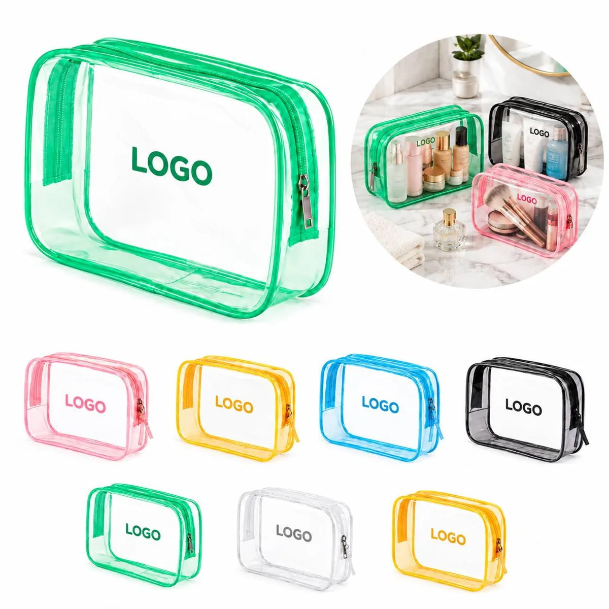 Transparent PVC Travel Cosmetic Pouch with Zipper
