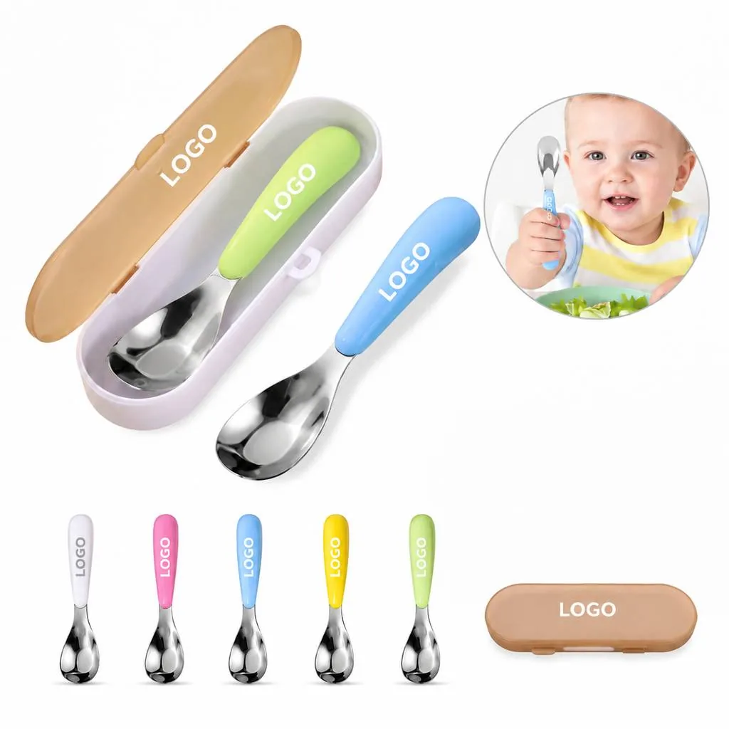 Baby Stainless Steel Feeding Spoon with Travel Case