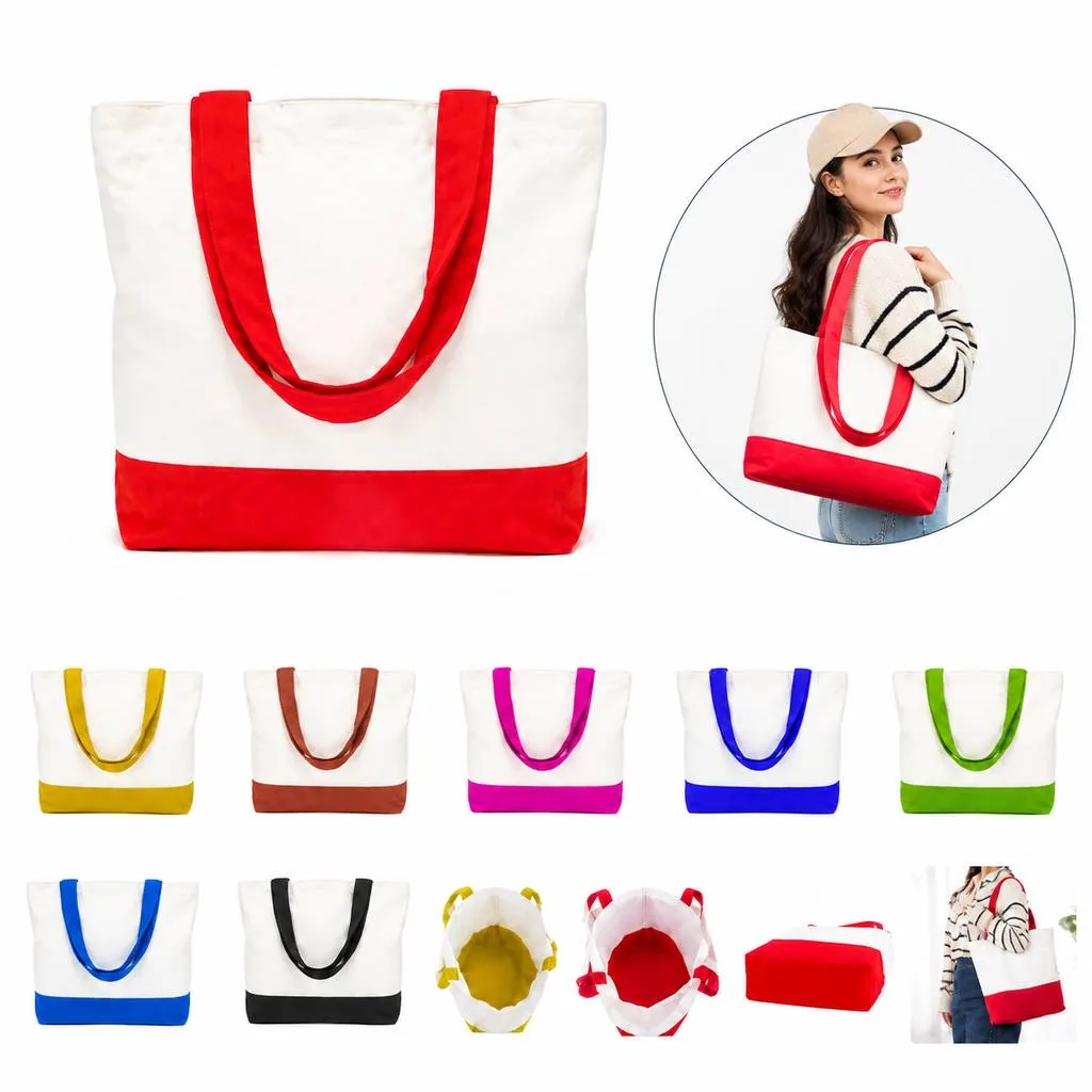 Reusable Cotton Canvas Tote Bag Foldable Carryall 2