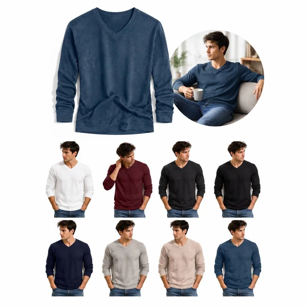 Men's Classic V-Neck Knit Pullover Sweater 2