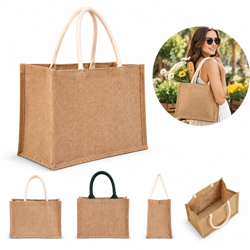 Eco-Friendly Natural Jute Shopping Tote Bag Reusable 2