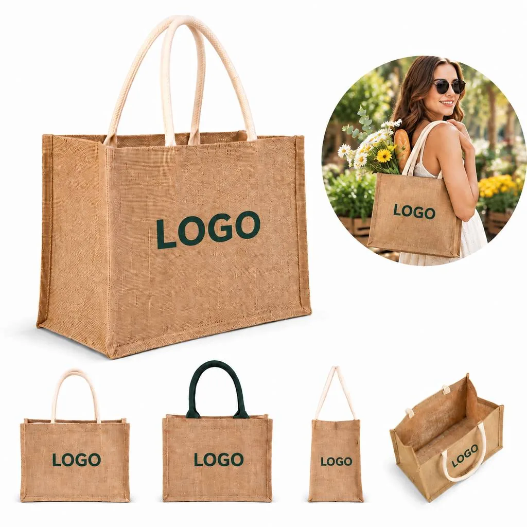 Eco-Friendly Natural Jute Shopping Tote Bag Reusable