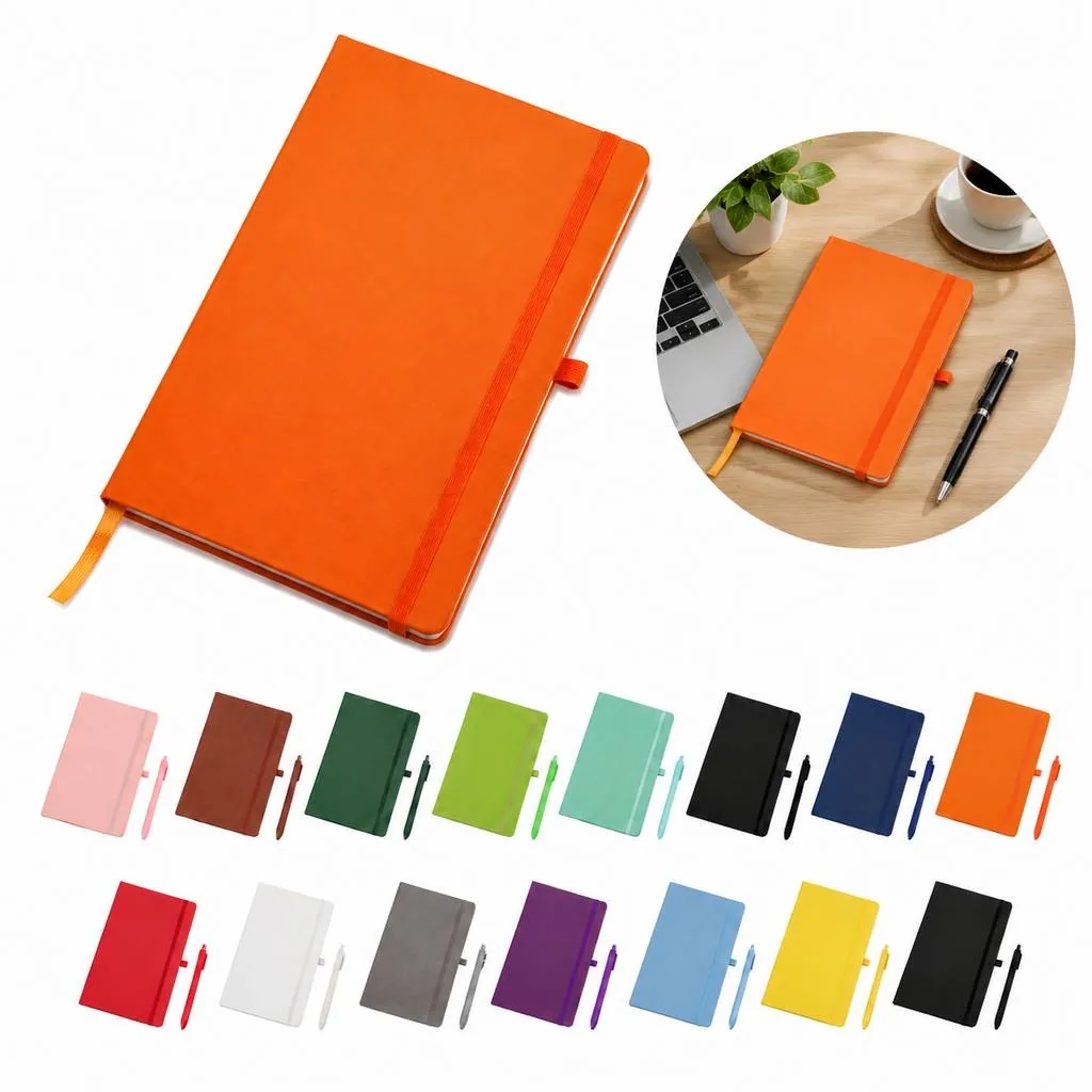 A5 Stitched Leather Work Notebook for Office Use 2