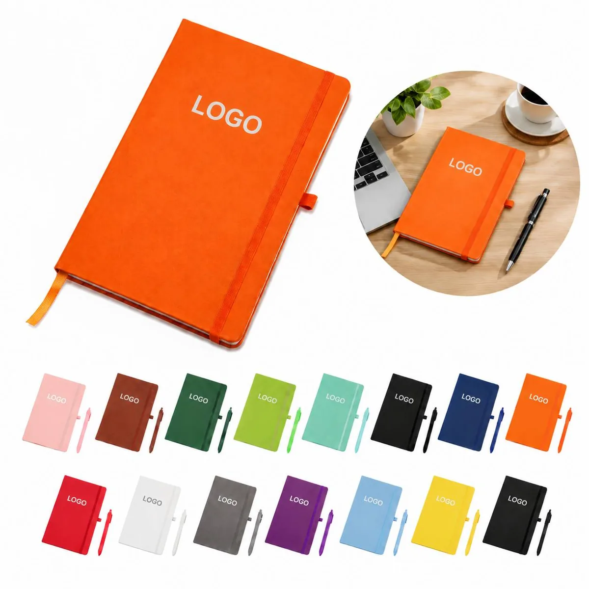 A5 Stitched Leather Work Notebook for Office Use