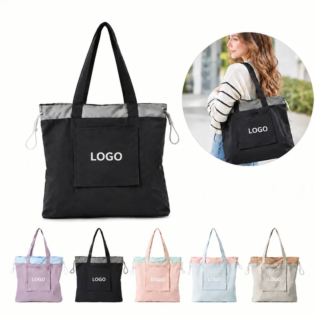 Collapsible Water-Resistant Nylon Tote with Pouch