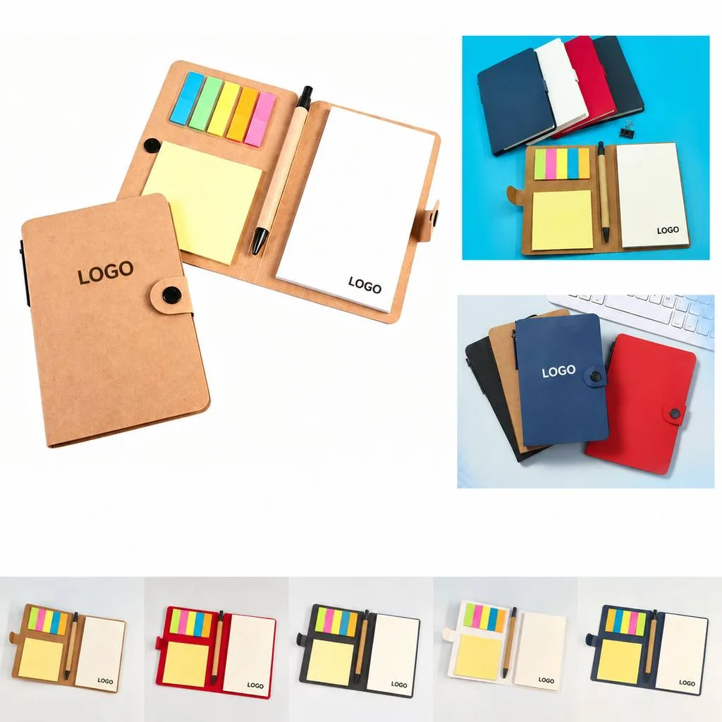 Premium Leather Adhesive Note Set with Cover