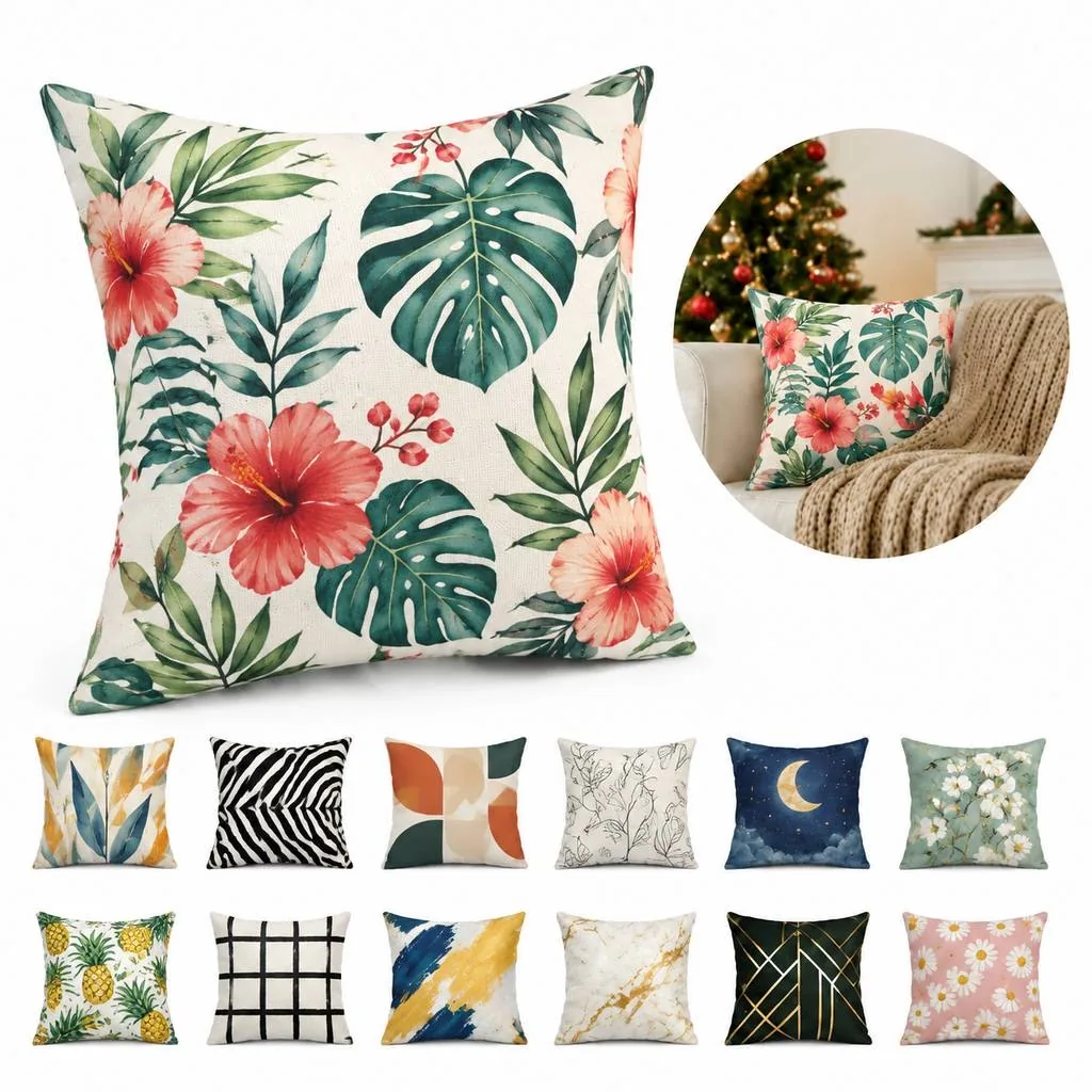 Custom Full Color Breathable Linen Pillowcase 2