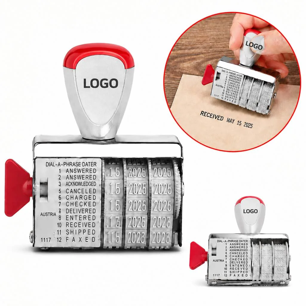 12-Message Date Stamp with Adjustable Band for Office