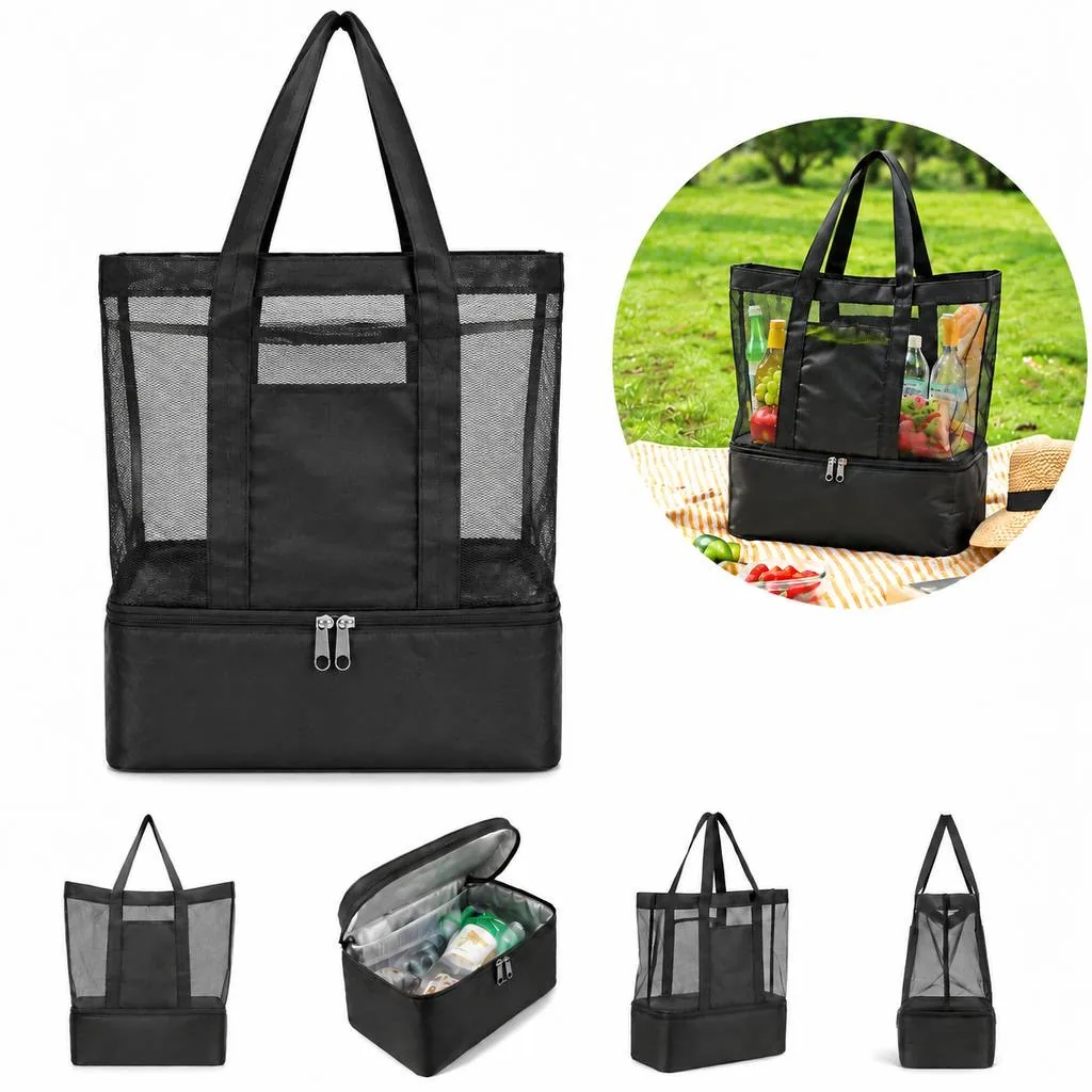 Foldable Breathable Mesh Beach Carryall Tote 2