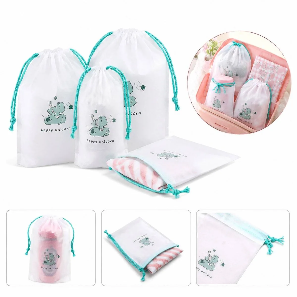 Unicorn Drawstring Toiletry Storage Bag 2