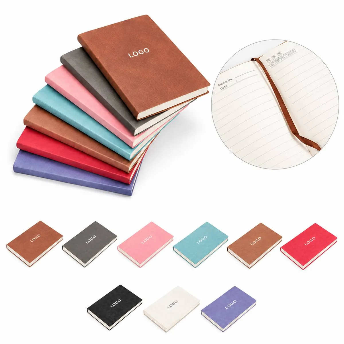 Genuine Leather Business Notebook with Elastic Closure