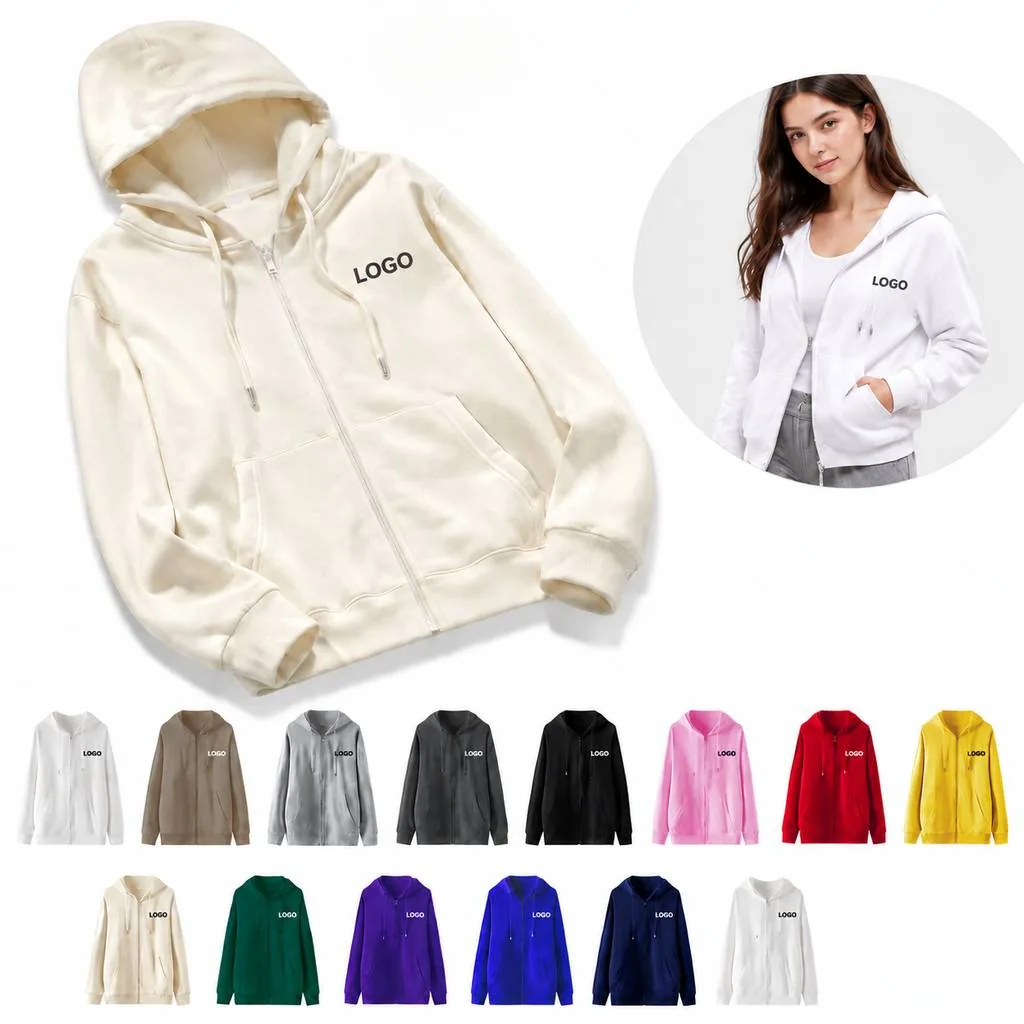 Unisex Full-Zip Hooded Cardigan Casual Layering