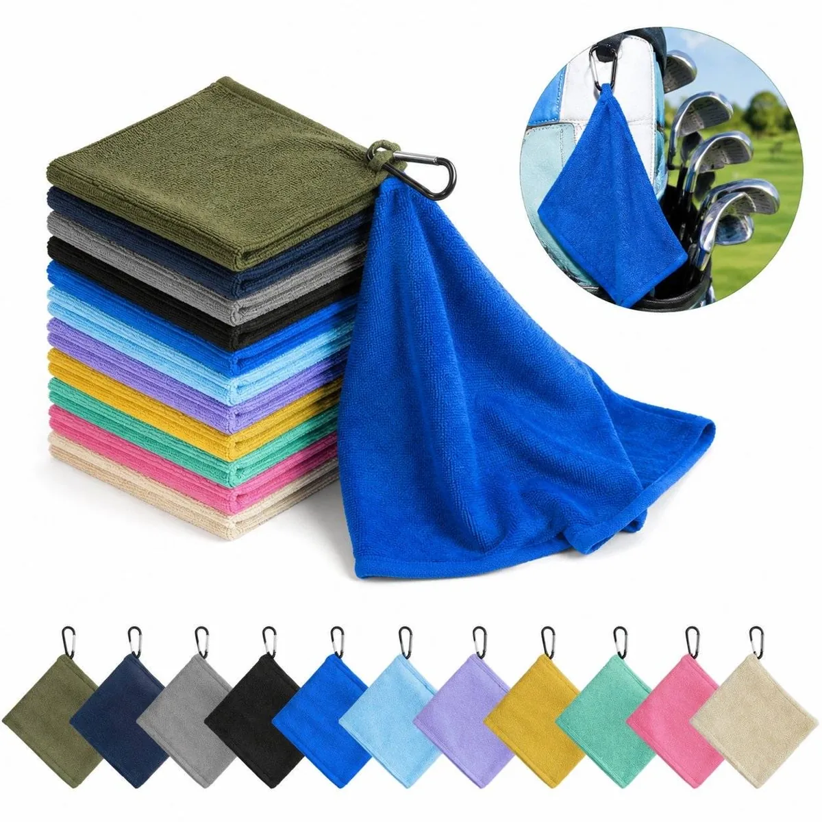 Ultra-Absorbent Microfiber Golf Cleaning Towel for Clubs 2