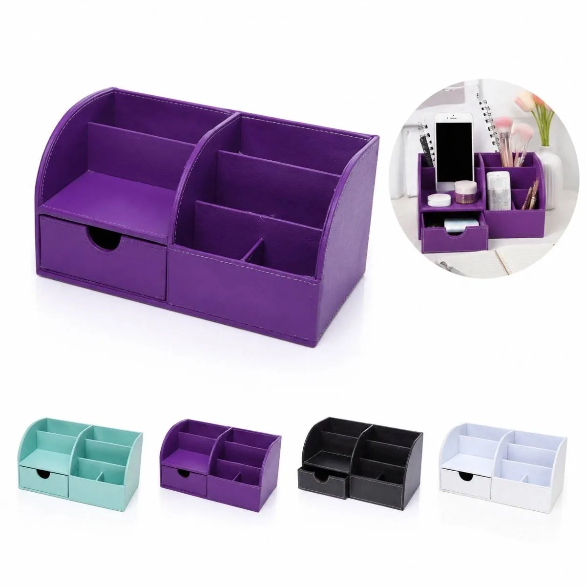 Foldable Leather-Like Storage Bin for Desk and Home 2