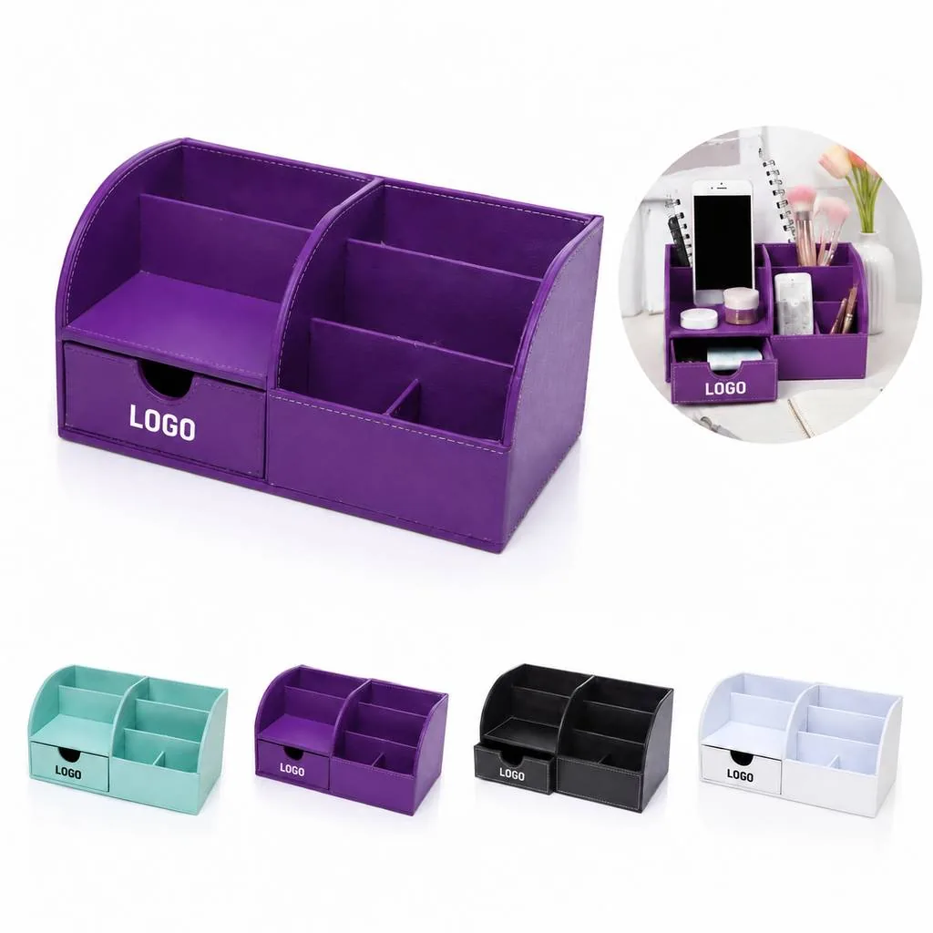 Foldable Leather-Like Storage Bin for Desk and Home
