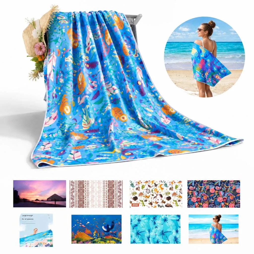 Personalized Microfiber Beach Towel with Custom Text 2