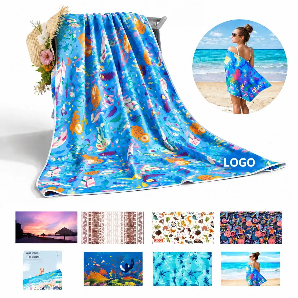 Personalized Microfiber Beach Towel with Custom Text