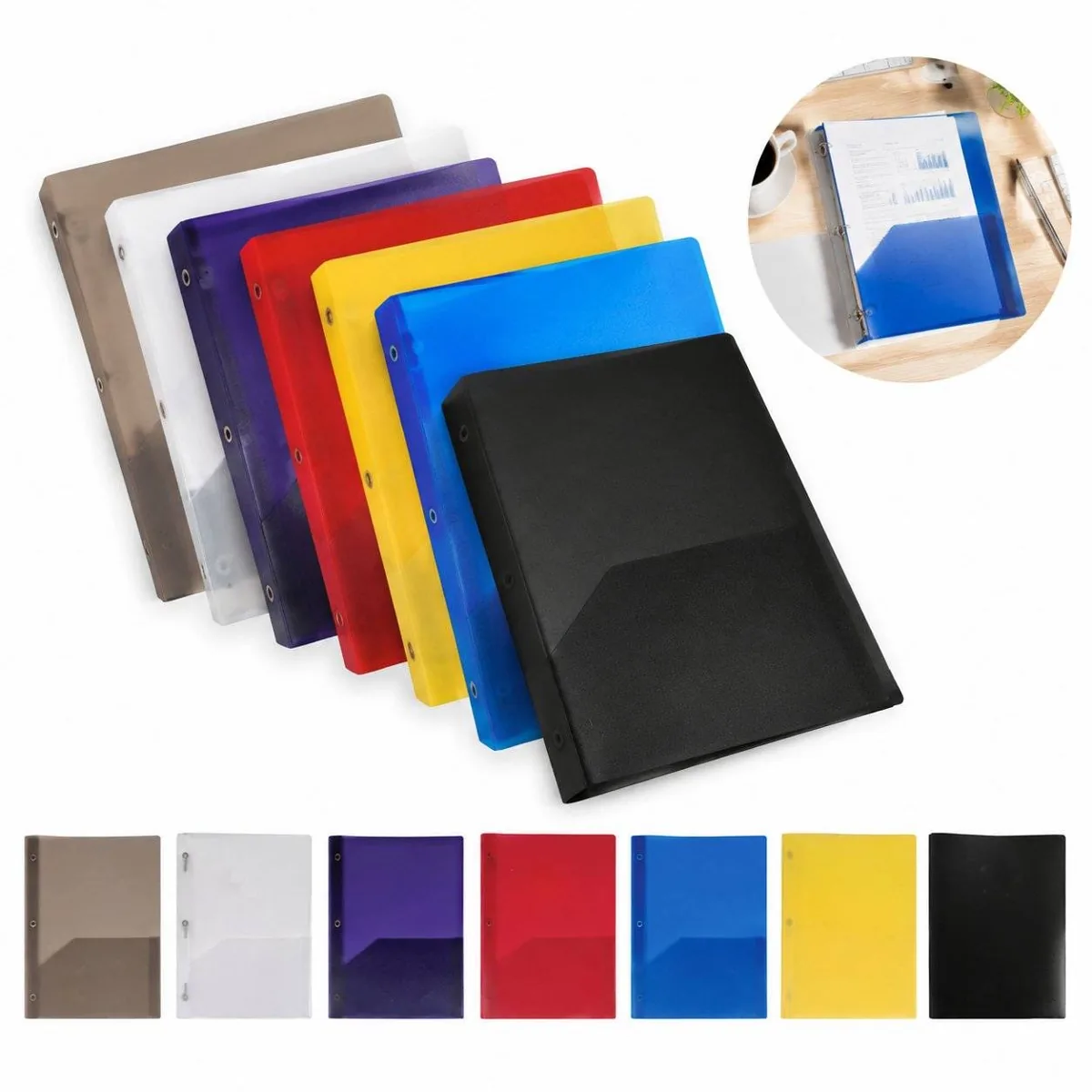 Durable Poly 2-Pocket Folders with Press-Stud Closure 2