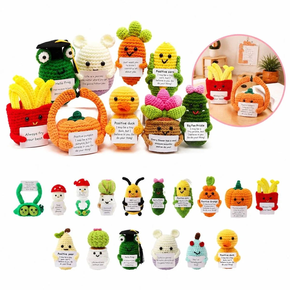 Soft Yarn Crocheted Cartoon Doll for Play and Display 2