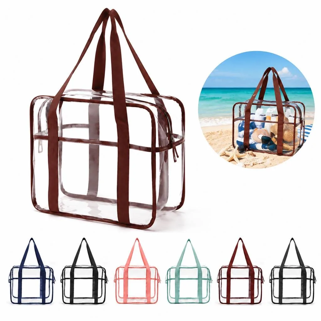 Transparent PVC Tote with Full-Length Zipper 2