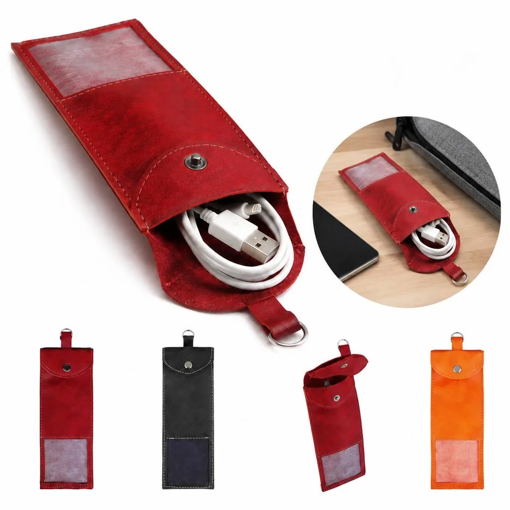 Compact Travel Cord Pouch with Clear Window and Zipper 2