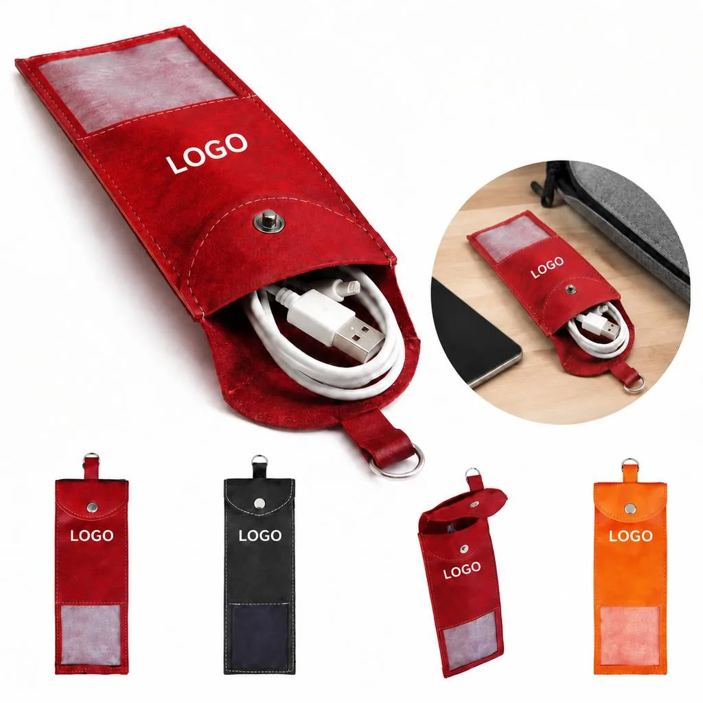 Compact Travel Cord Pouch with Clear Window and Zipper