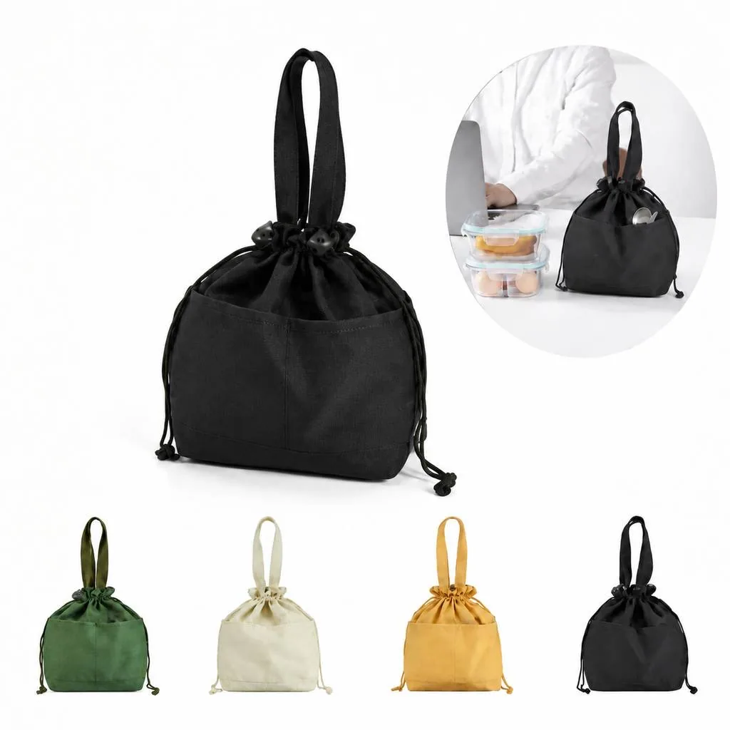 Thermal Canvas Insulated Lunch Tote with Drawstring 2