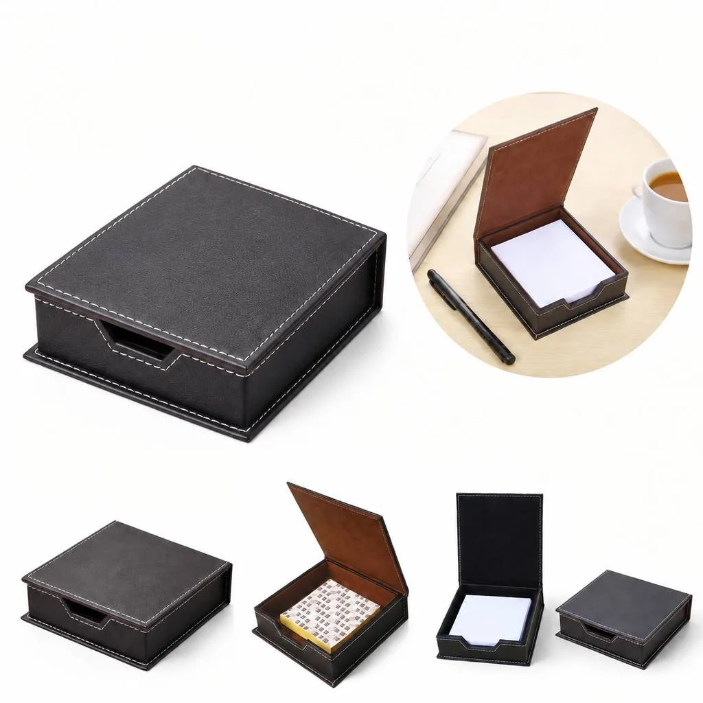 Faux Leather Sticky Note Organizer for Desk 2