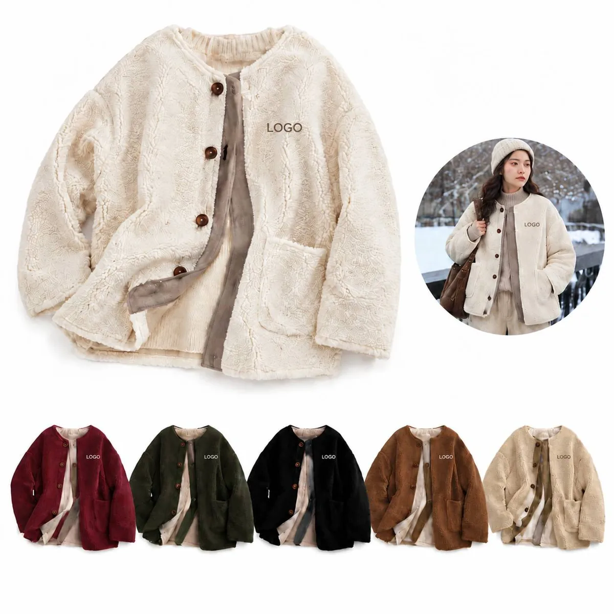 Soft Velvet Collarless Jacket for Layering