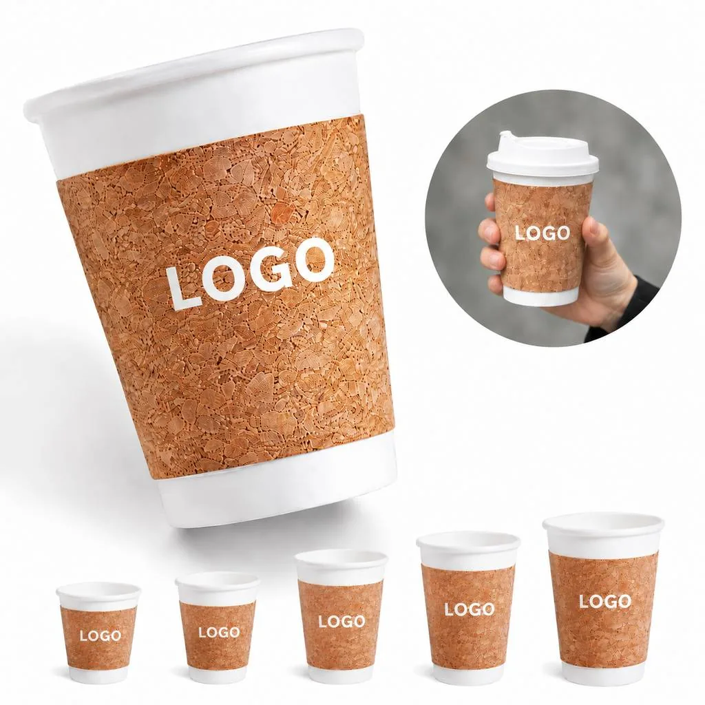Eco-Friendly Compostable Cups with Natural Cork Sleeve