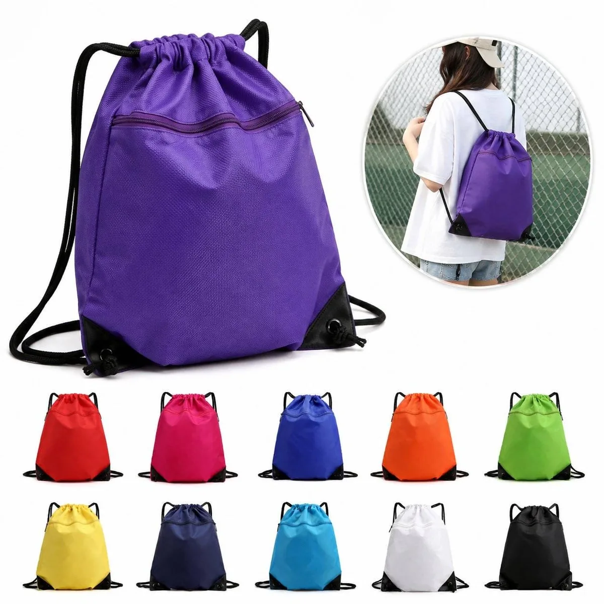 Water-Resistant Drawstring Backpack for Commuting and Gym 2