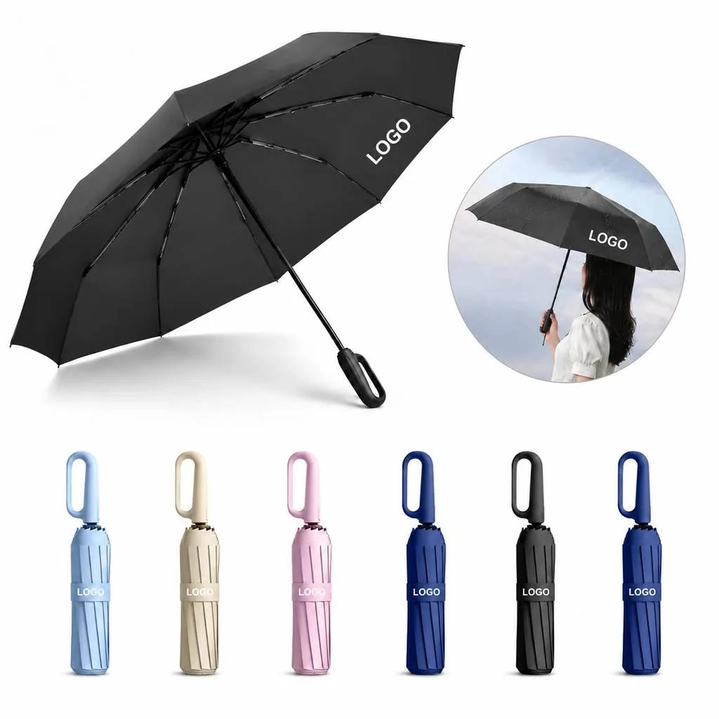 Compact Folding Umbrella with Secure Buckle Closure
