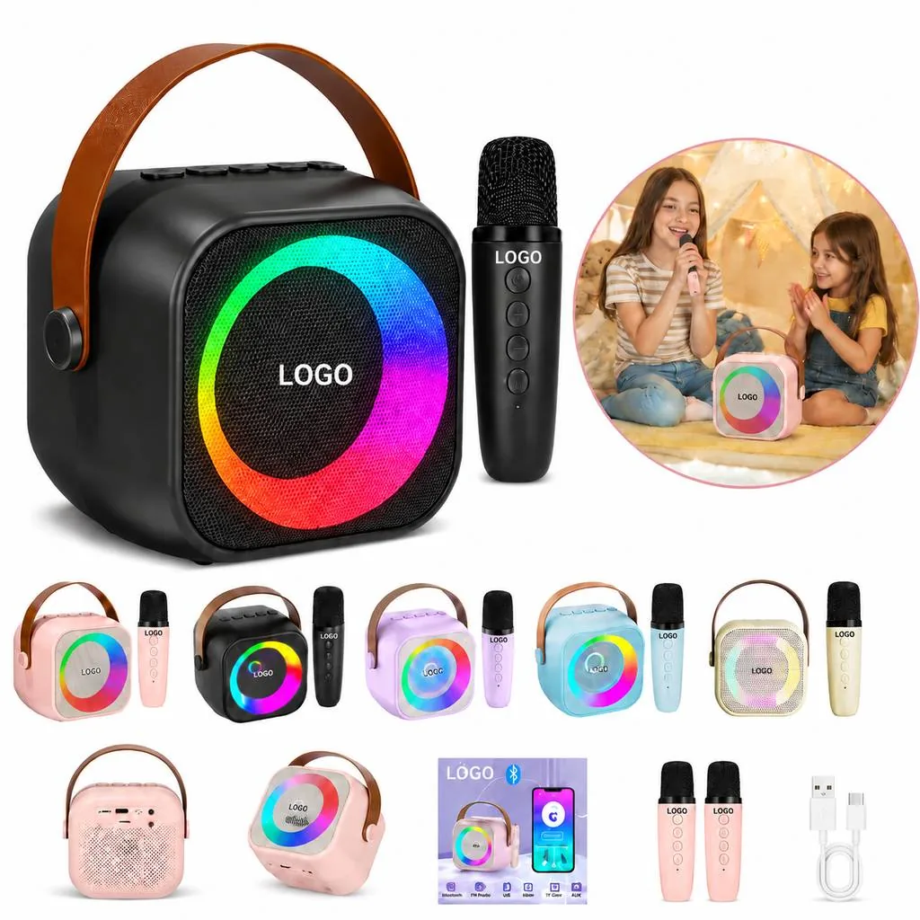 Portable Bluetooth Karaoke Speaker with Mic and LED