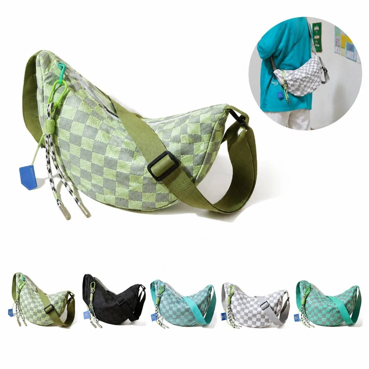 Retro Checkered Waist Pack Adjustable Strap 2