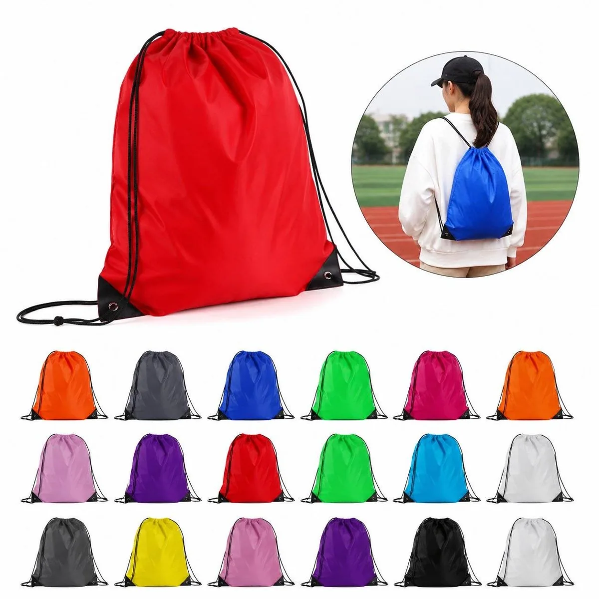 Water-Resistant Drawstring Bag with Adjustable Straps for 2