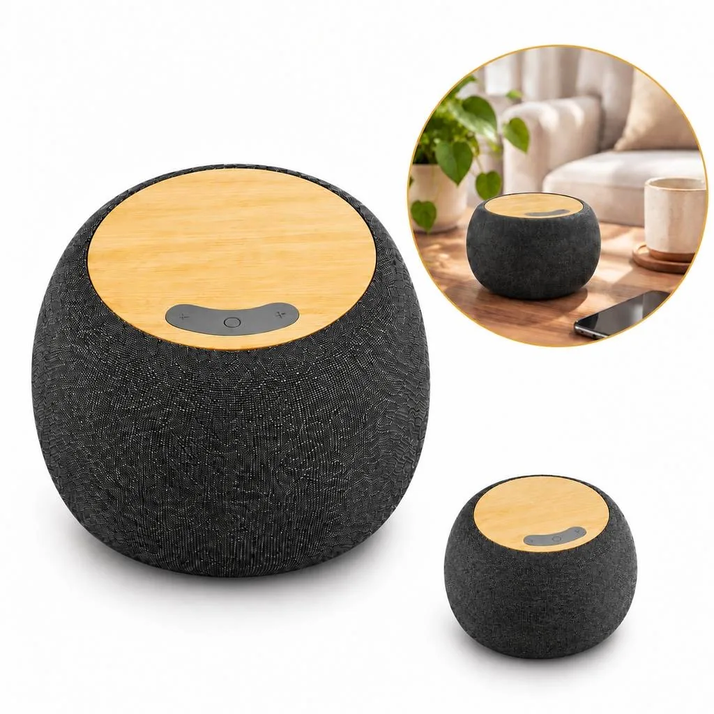 Eco-Friendly Bamboo Bluetooth Speaker with Wireless Charging 2