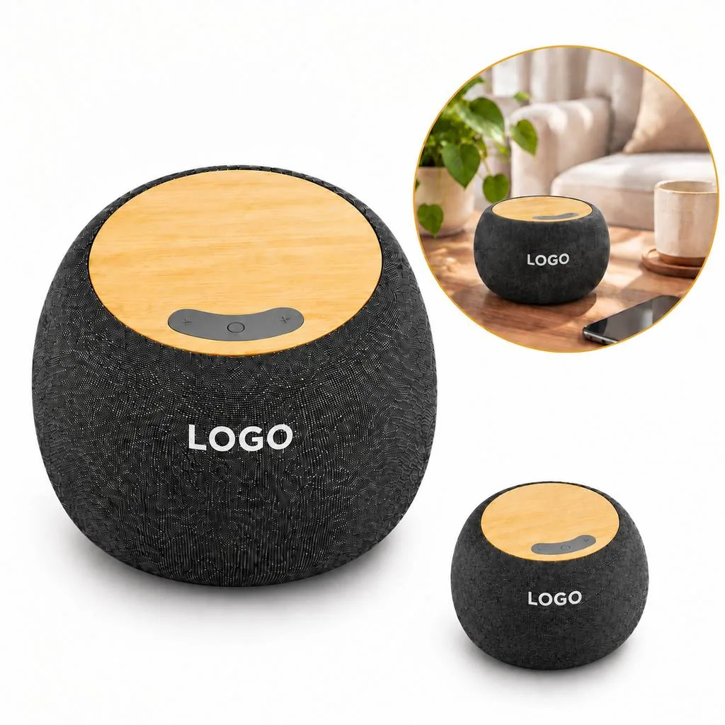 Eco-Friendly Bamboo Bluetooth Speaker with Wireless Charging