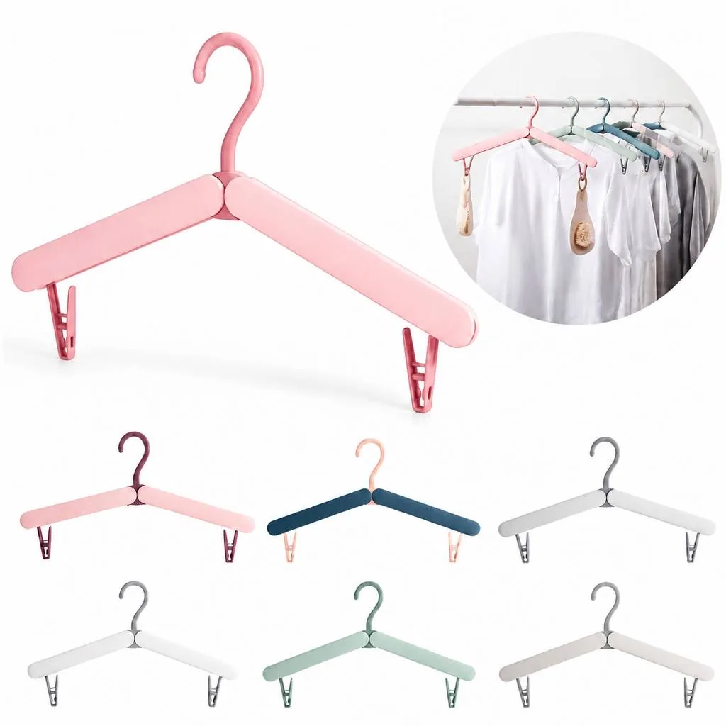 Compact Collapsible Hanger for Travel with Clips 2