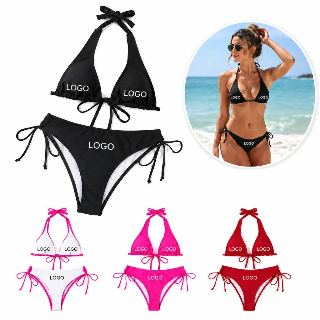 Women's Two-Piece Swimwear with Neck Tie Back