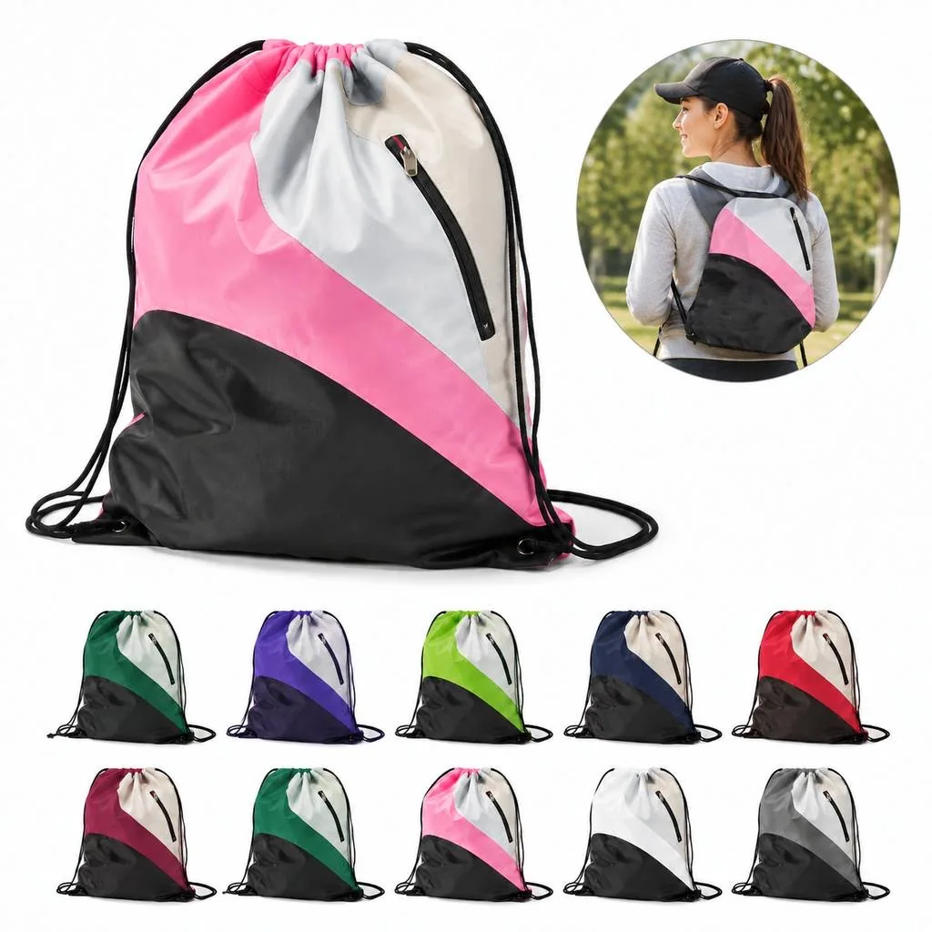 Lightweight Tricolor Drawstring Bag for Daily Use and Gym 2