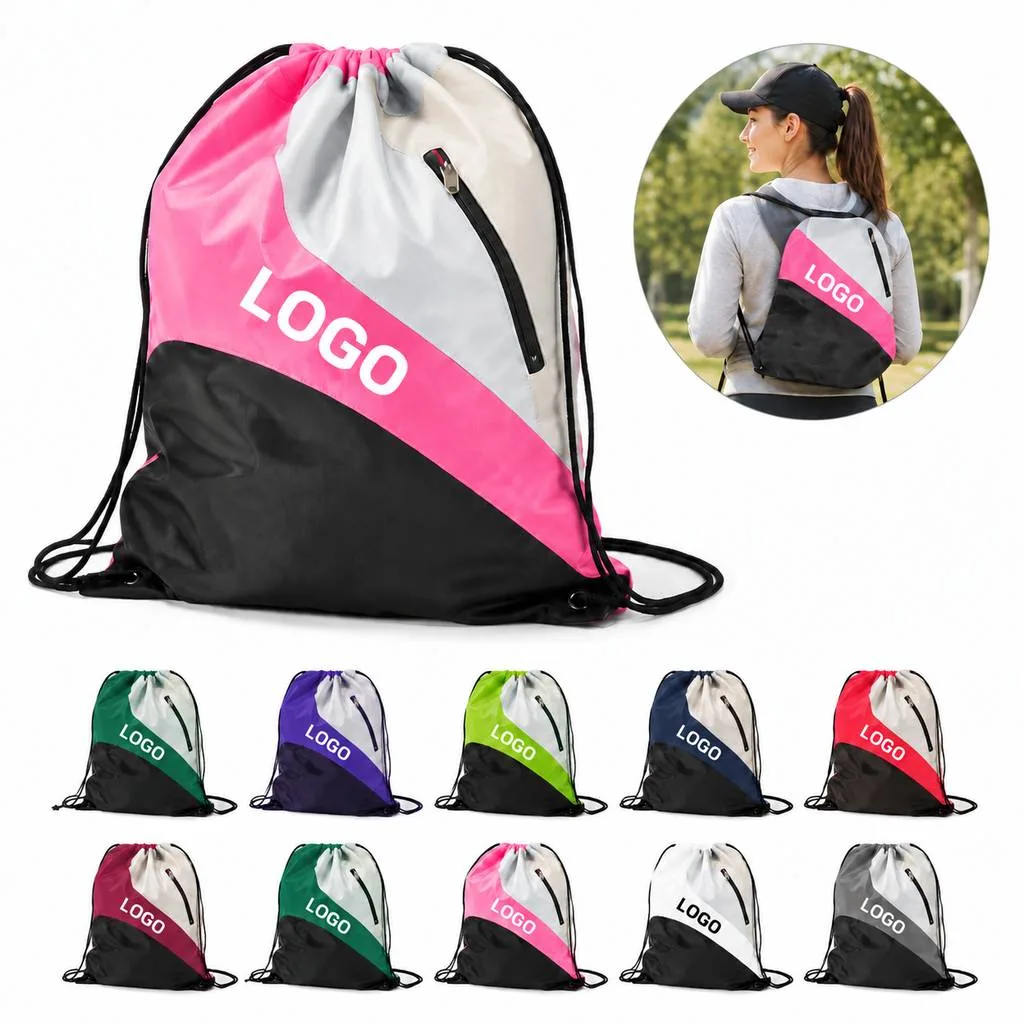 Lightweight Tricolor Drawstring Bag for Daily Use and Gym