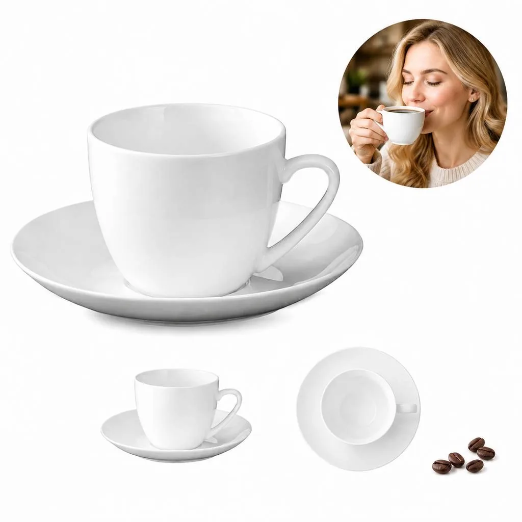 Porcelain Coffee Cup and Saucer Set for Hot Drinks 2