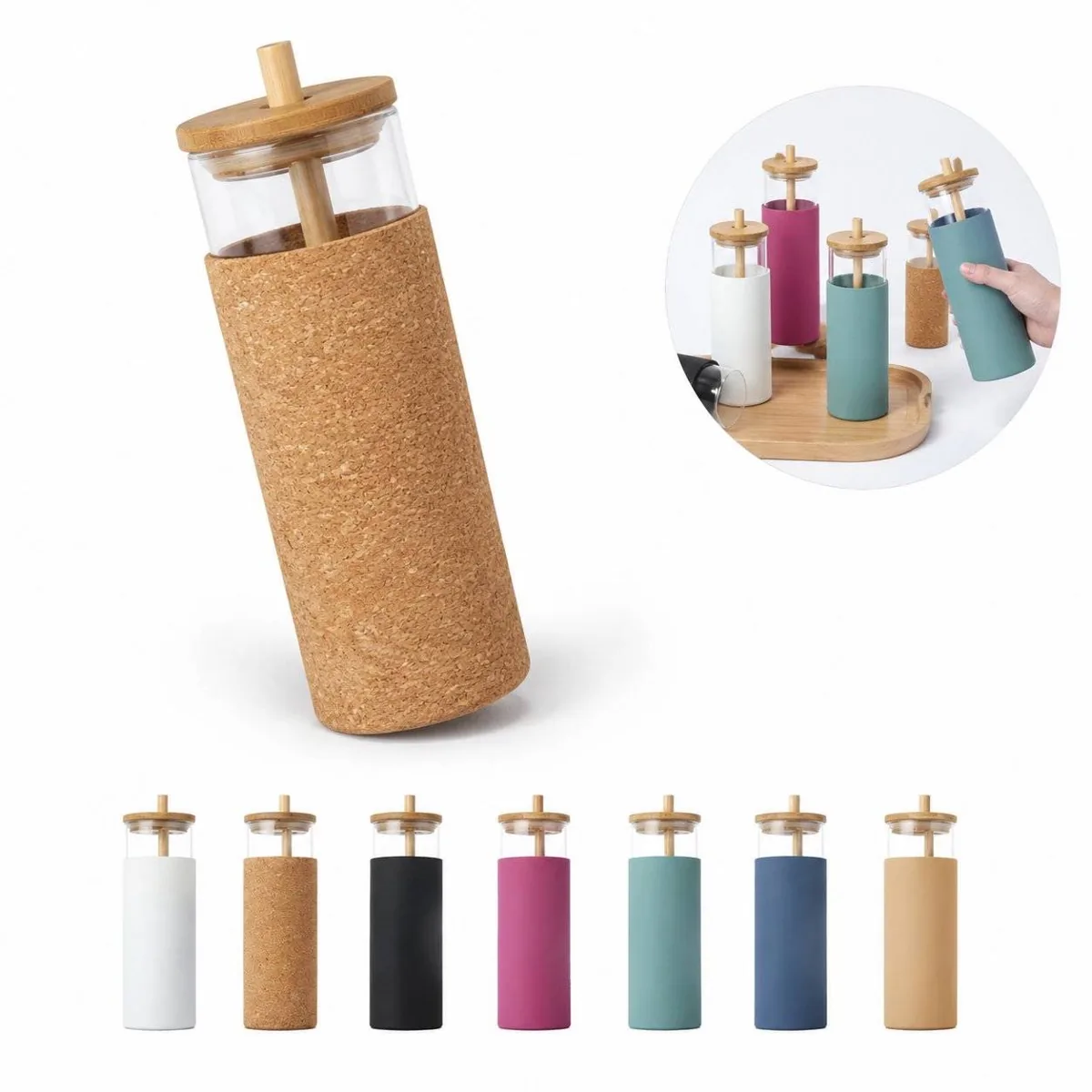 Clear Glass Tumbler with Natural Bamboo Lid 2