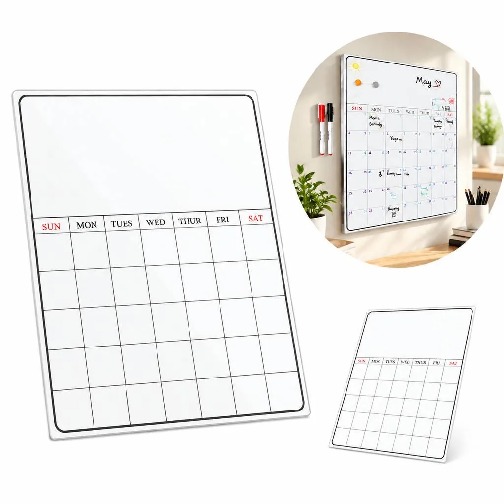 Clear Acrylic Magnetic Dry-Erase Note Board for Fridge 2