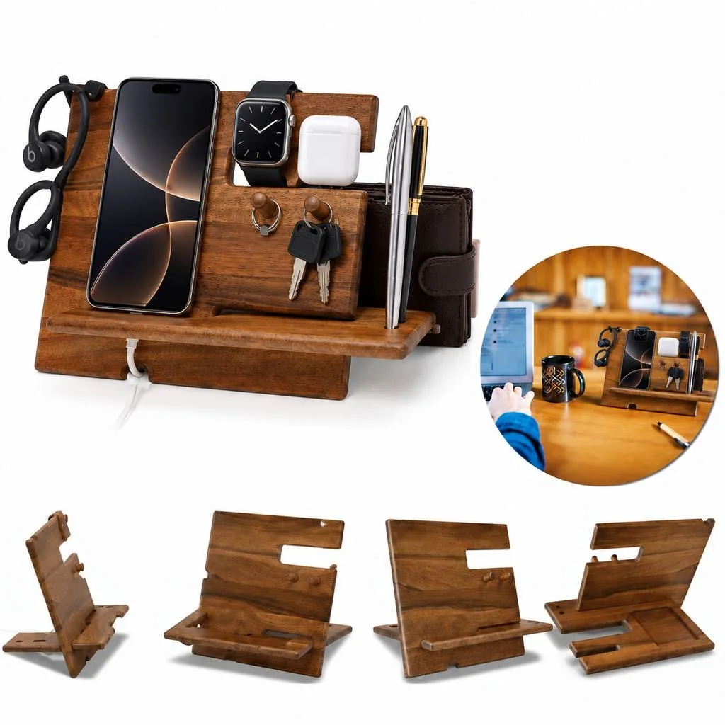 Wood Desk Organizer with Multi Compartments for Office 2