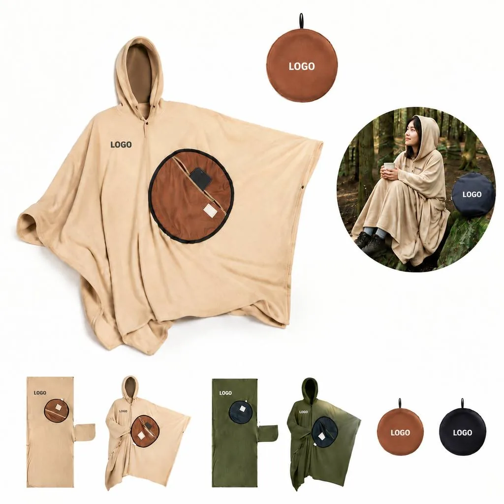 Wearable Fleece Sleeping Bag with Hood and Zipper
