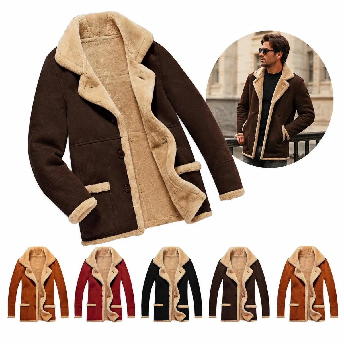 Fleece-Lined Faux Leather Coat for Cold Weather 2