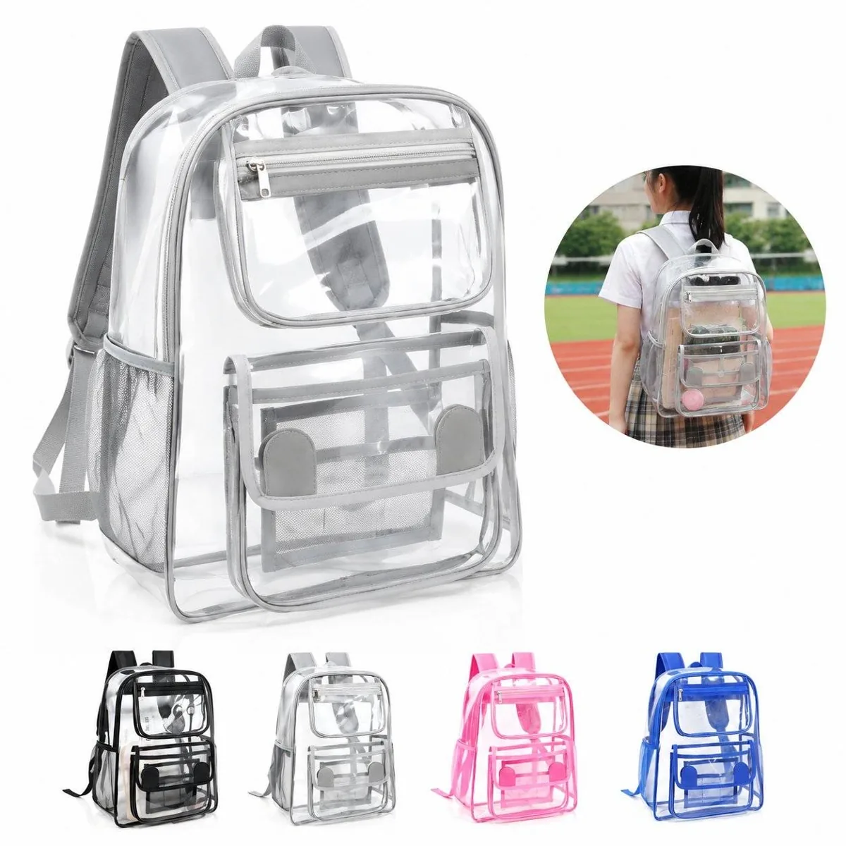 Clear Waterproof PVC Outdoor Backpack See-Through Daypack 2
